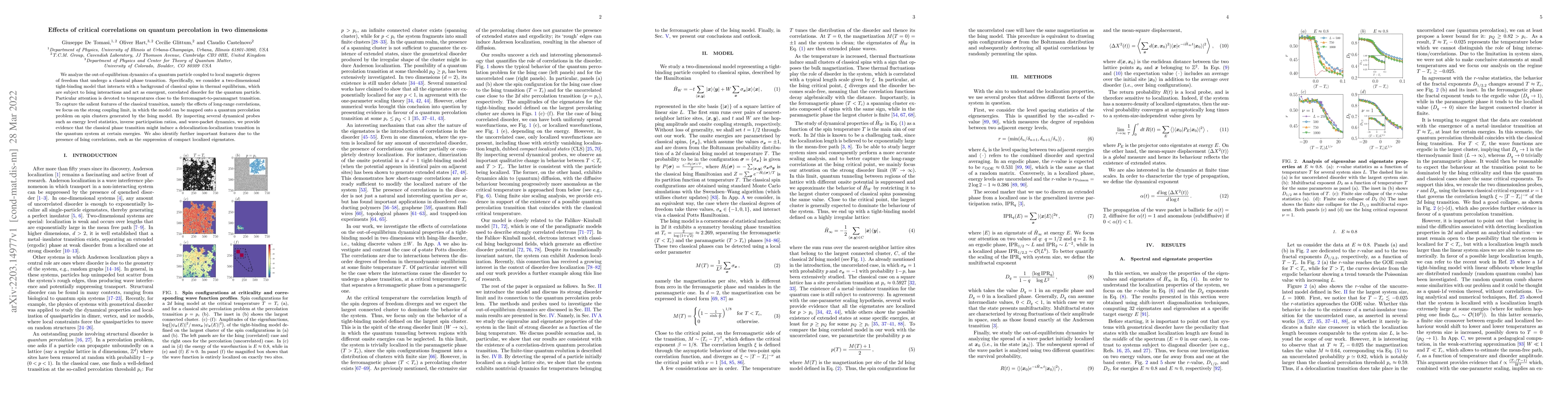 Thumbnail for Effects of critical correlations on quantum percolation in two
  dimensions