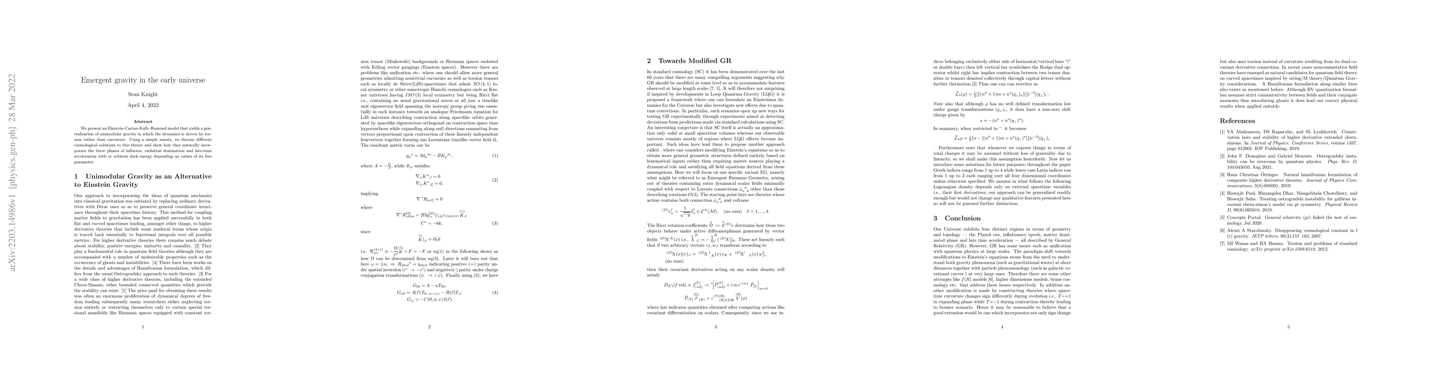 Thumbnail for A Torsion-Driven Generalisation of Unimodular Gravity