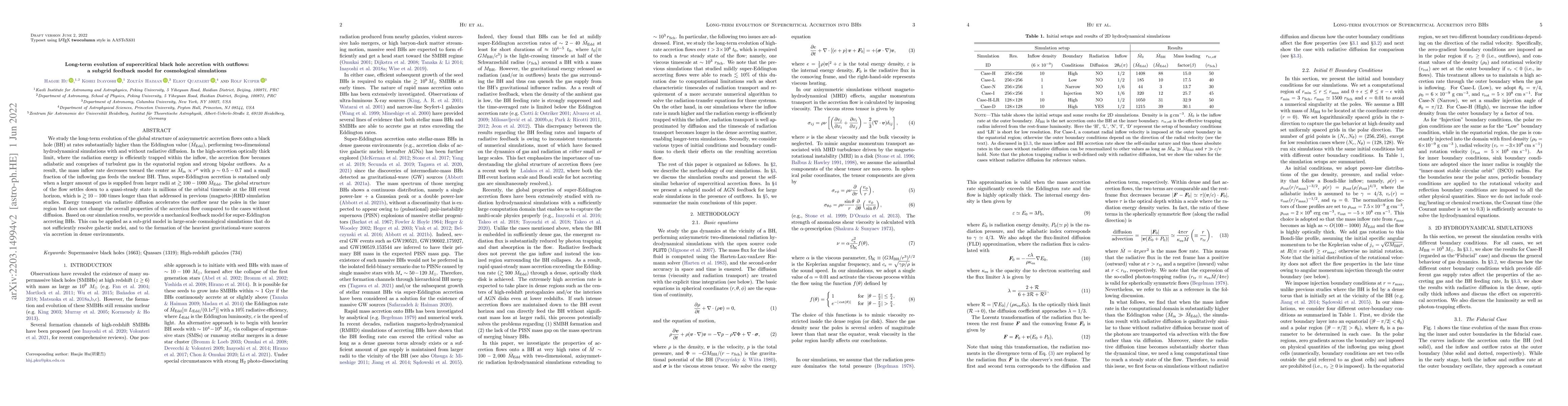 Thumbnail for Long-term evolution of supercritical black hole accretion with outflows:
  a subgrid feedback model for cosmological simulations