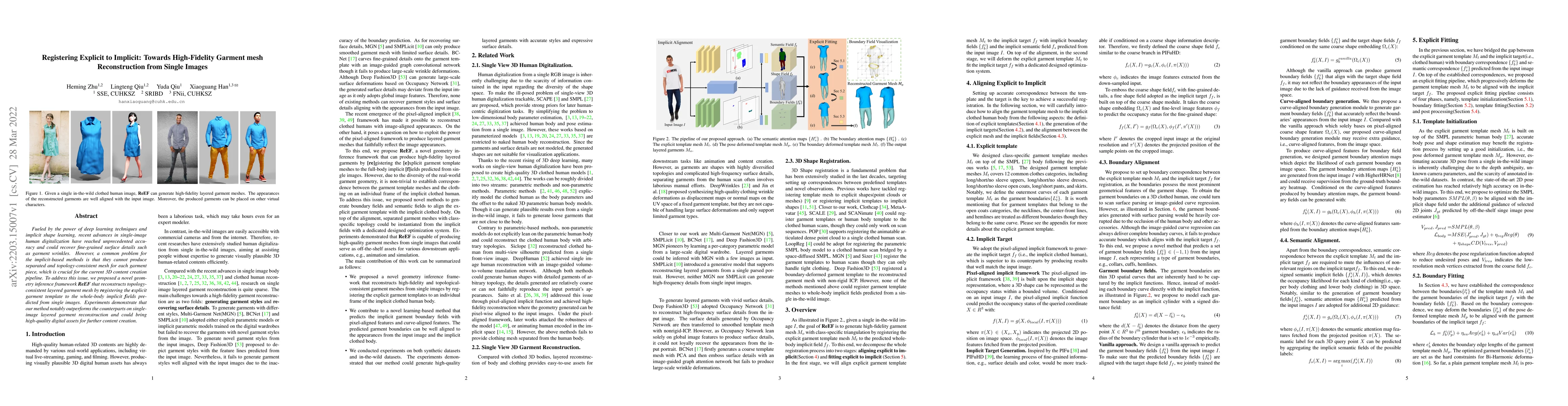 Thumbnail for Registering Explicit to Implicit: Towards High-Fidelity Garment mesh
  Reconstruction from Single Images