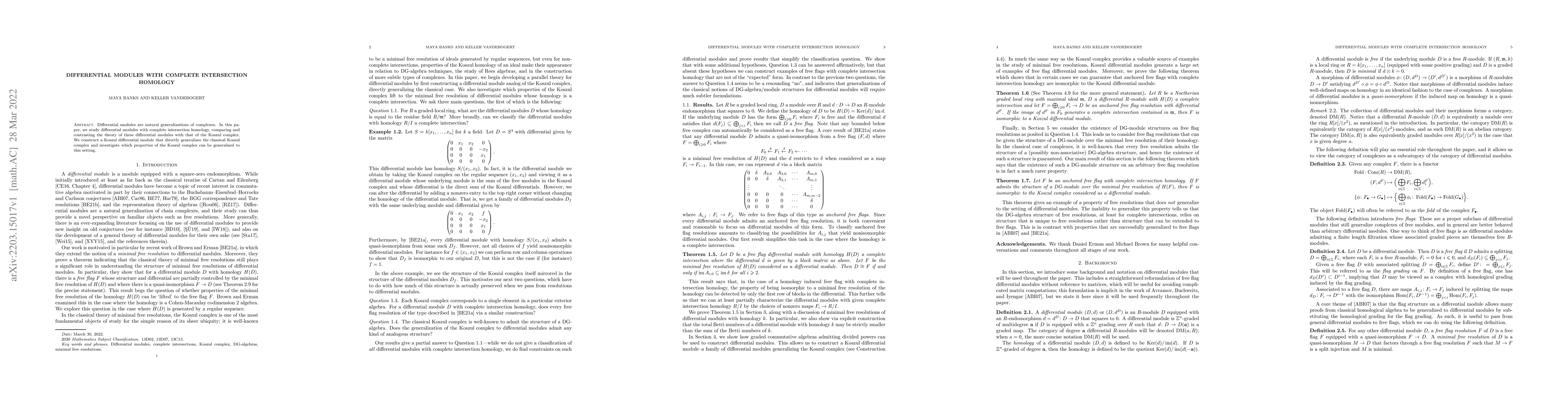 Thumbnail for Differential Modules with Complete Intersection Homology