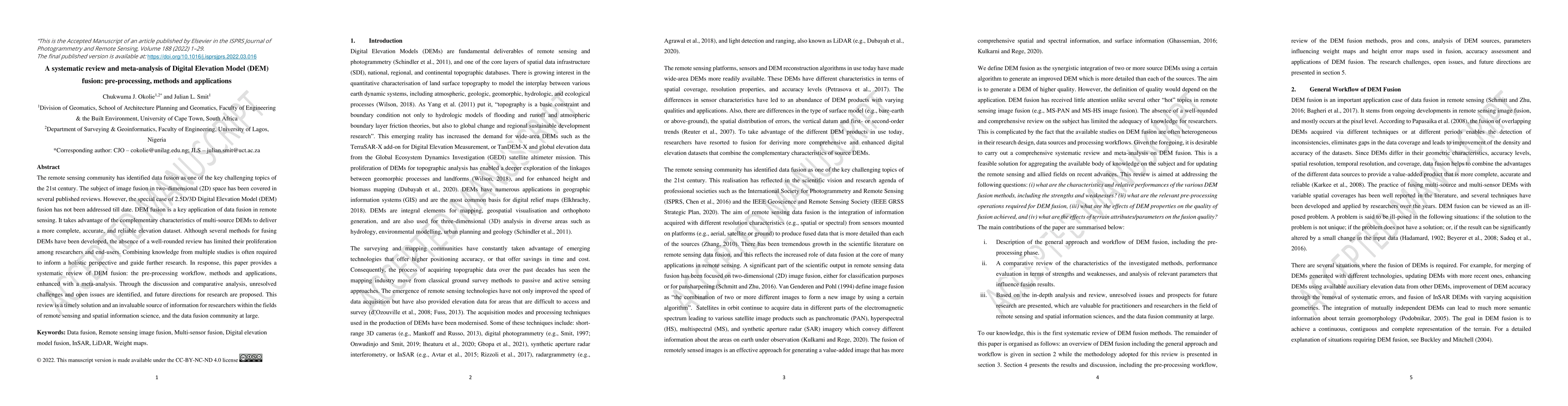 Thumbnail for A systematic review and meta-analysis of Digital Elevation Model (DEM)
  fusion: pre-processing, methods and applications