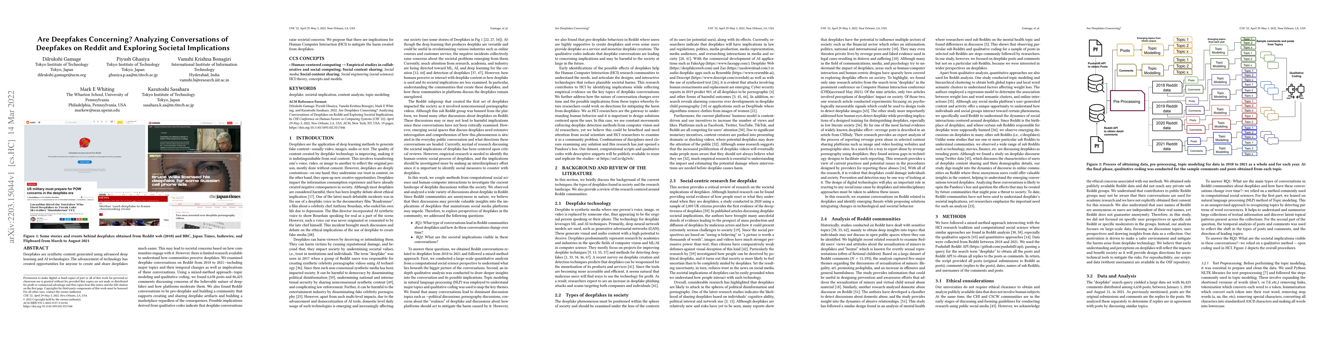 Thumbnail for Are Deepfakes Concerning? Analyzing Conversations of Deepfakes on Reddit
  and Exploring Societal Implications