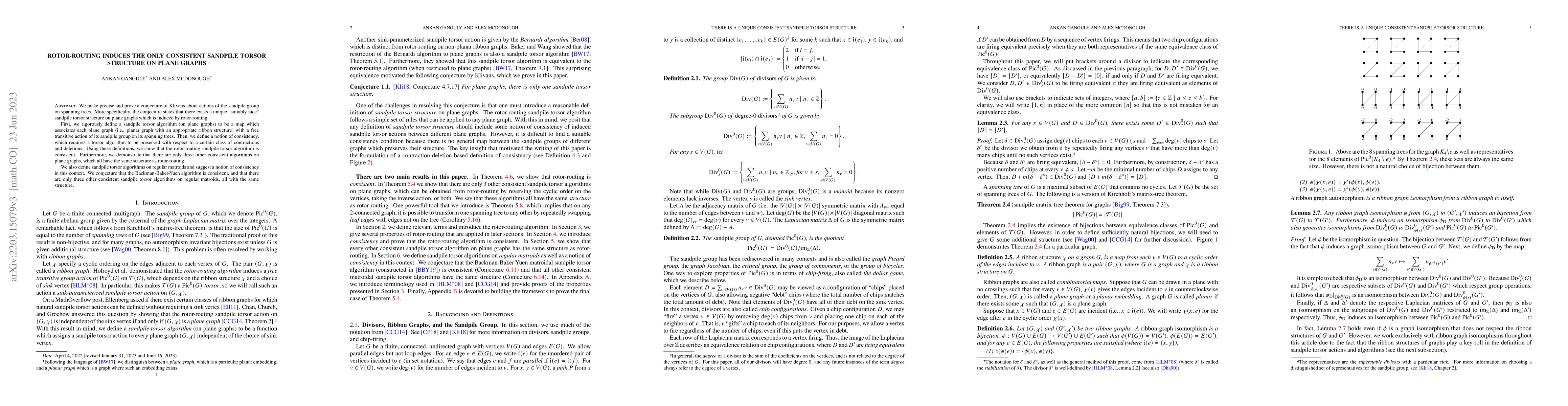 Thumbnail for Rotor-Routing Induces the Only Consistent Sandpile Torsor Structure on
  Plane Graphs