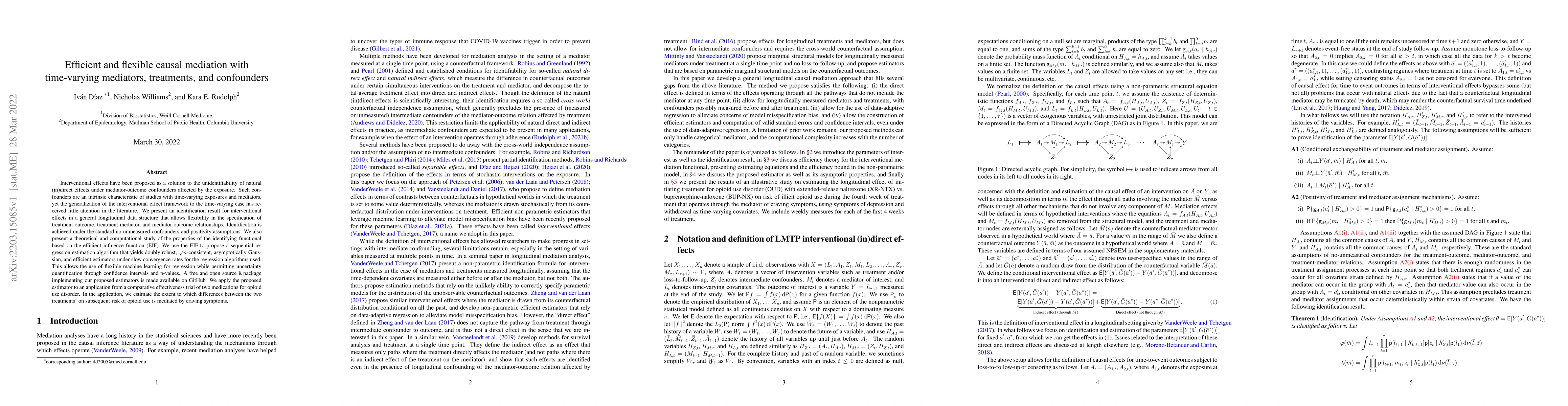 Thumbnail for Efficient and flexible causal mediation with time-varying mediators,
  treatments, and confounders