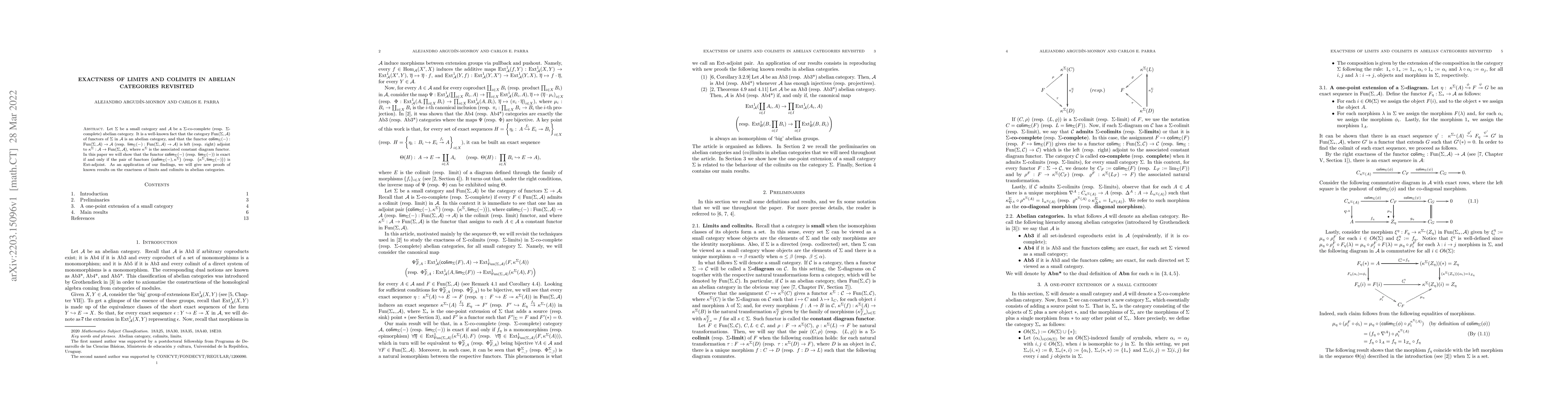 Thumbnail for Exactness of limits and colimits in abelian categories revisited