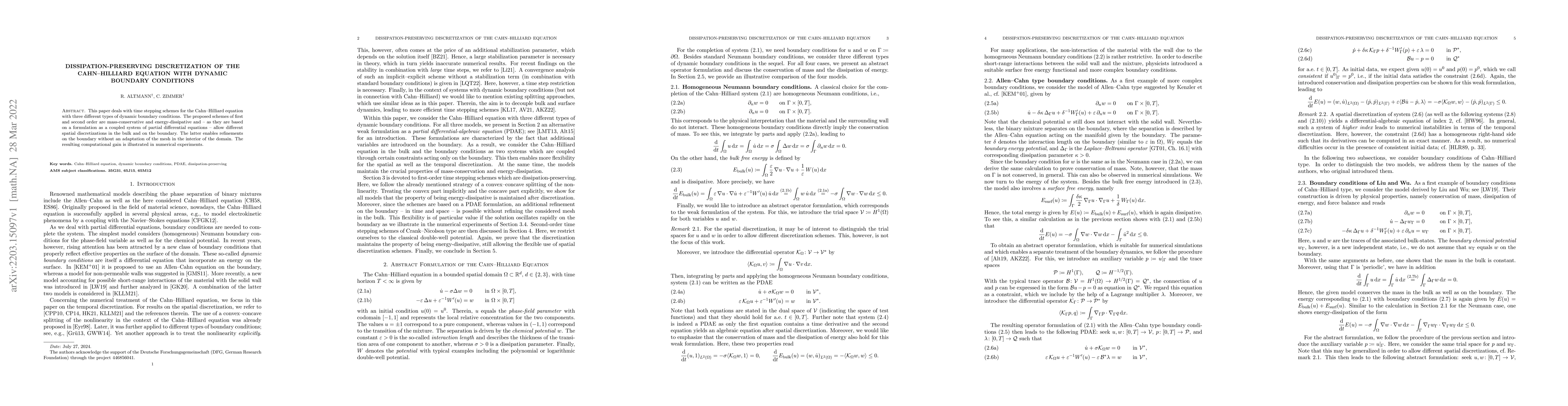 Thumbnail for Dissipation-preserving discretization of the Cahn--Hilliard equation
  with dynamic boundary conditions
