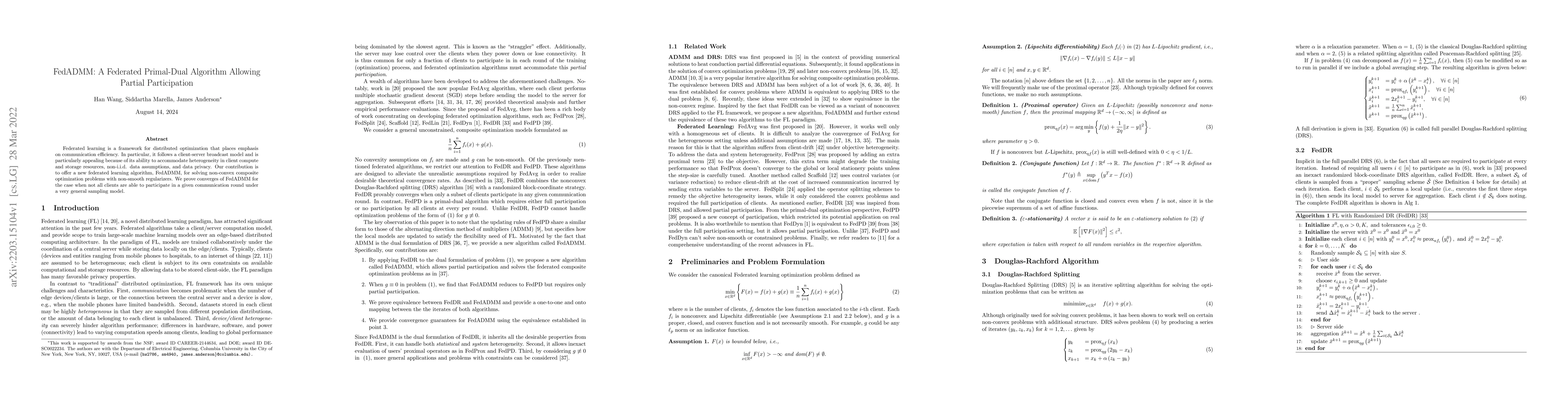 Thumbnail for FedADMM: A Federated Primal-Dual Algorithm Allowing Partial
  Participation