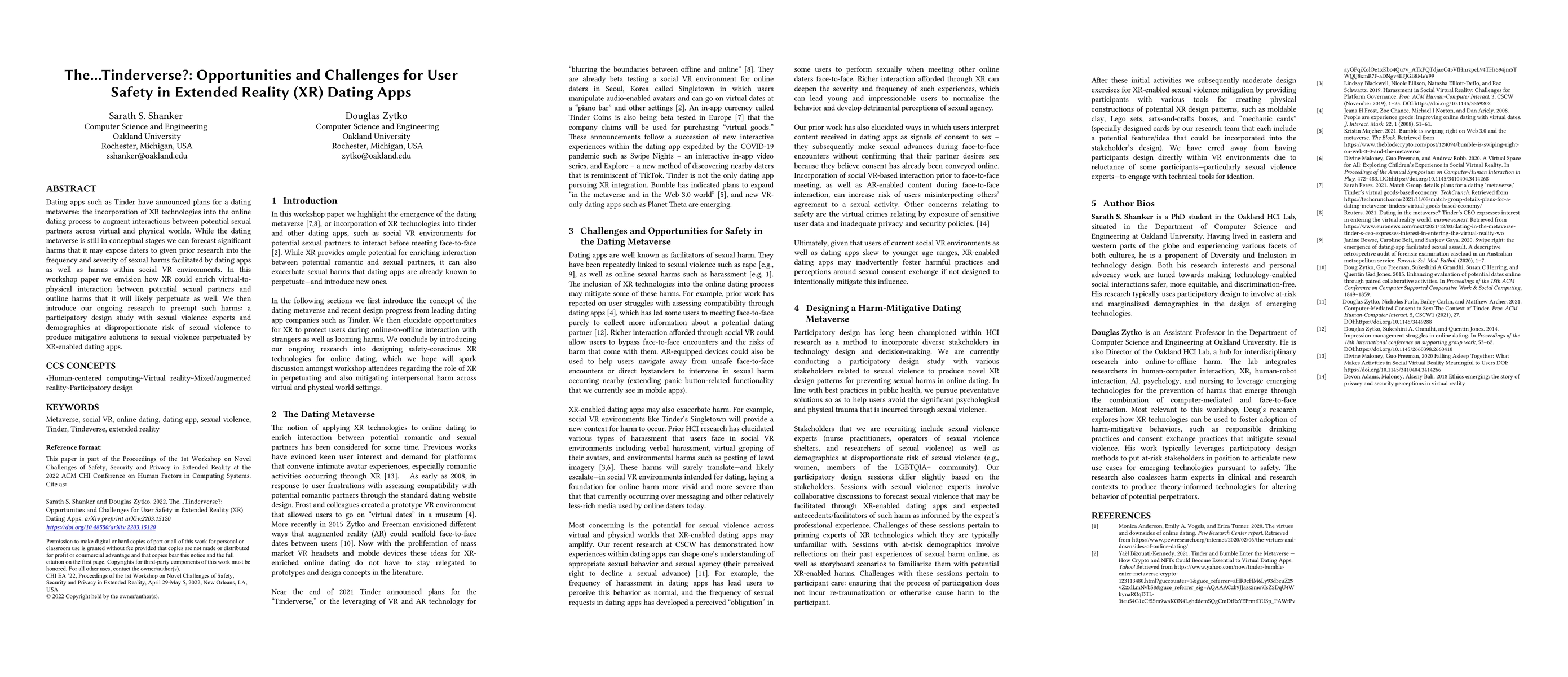 Thumbnail for The...Tinderverse?: Opportunities and Challenges for User Safety in
  Extended Reality (XR) Dating Apps