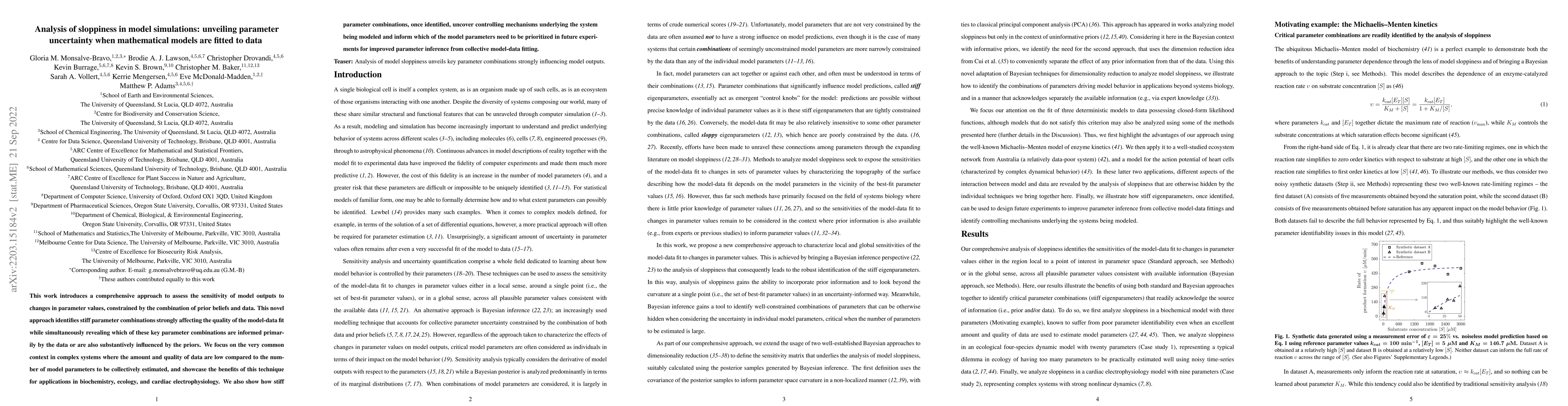 Thumbnail for Analysis of sloppiness in model simulations: unveiling parameter
  uncertainty when mathematical models are fitted to data