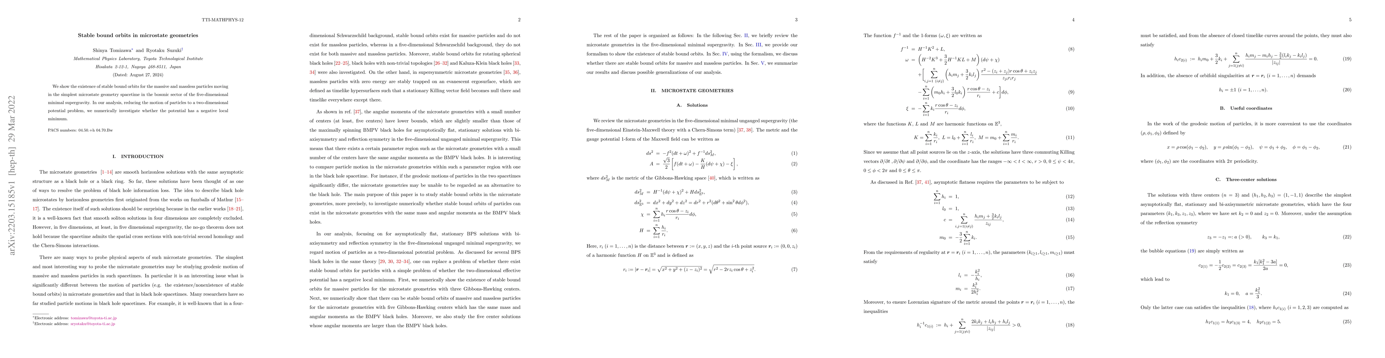 Thumbnail for Stable bound orbits in microstate geometries