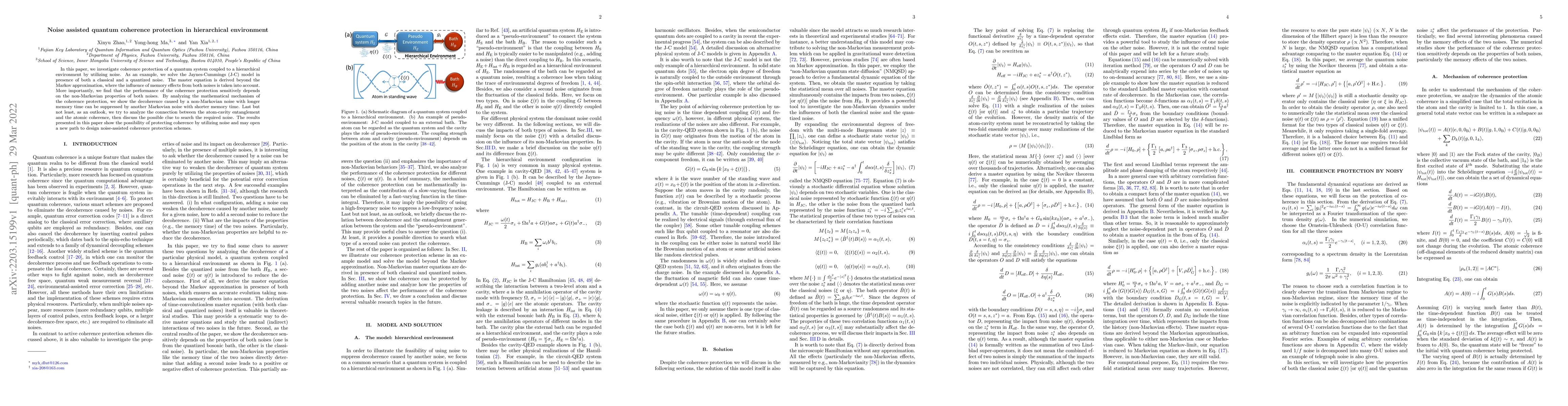 Thumbnail for Noise assisted quantum coherence protection in hierarchical environment