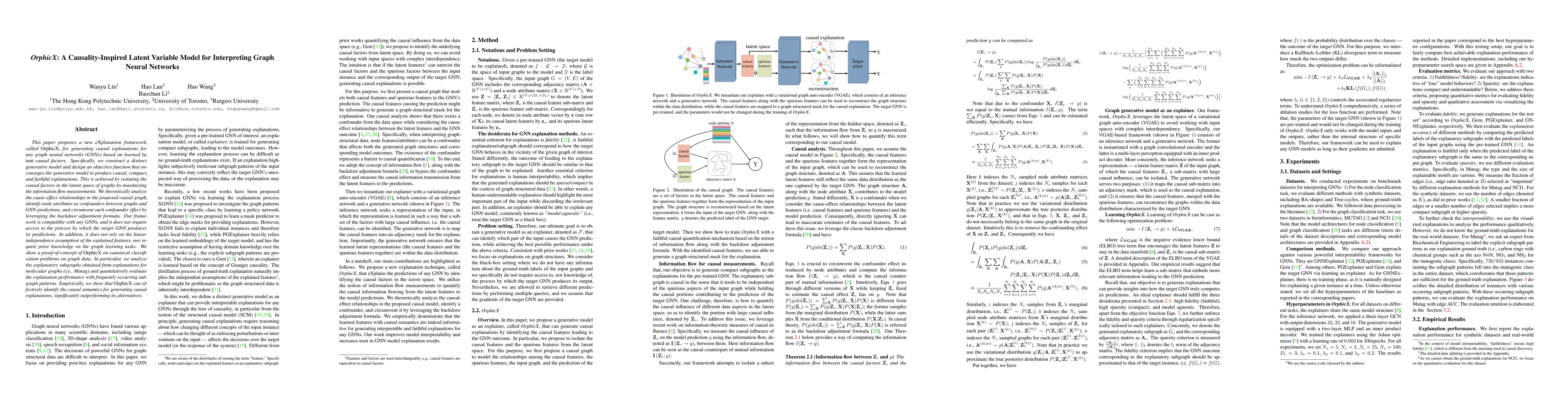 Thumbnail for OrphicX: A Causality-Inspired Latent Variable Model for Interpreting
  Graph Neural Networks