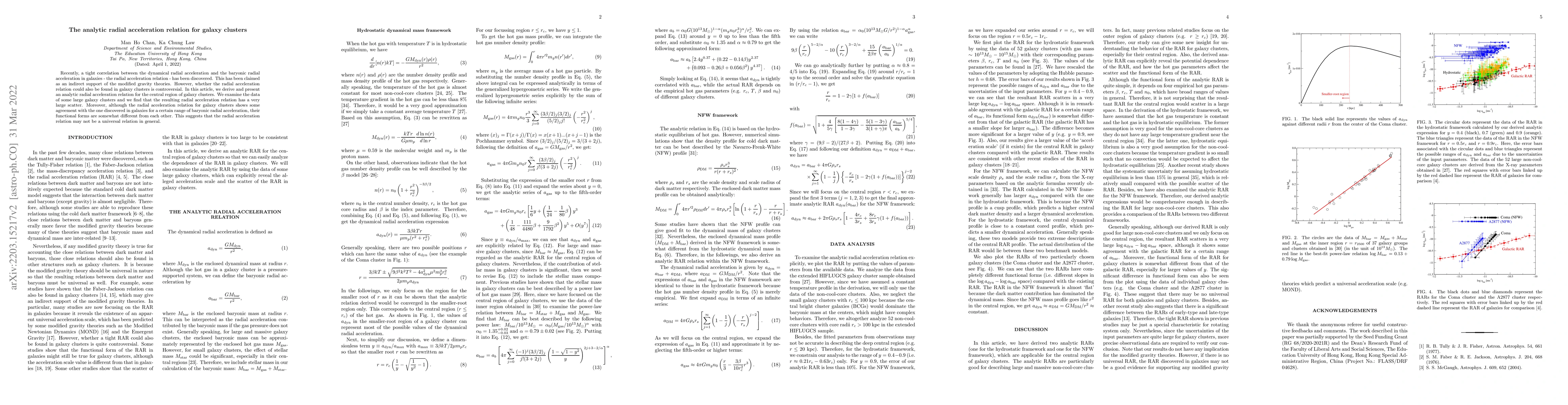 Thumbnail for The analytic radial acceleration relation for galaxy clusters
