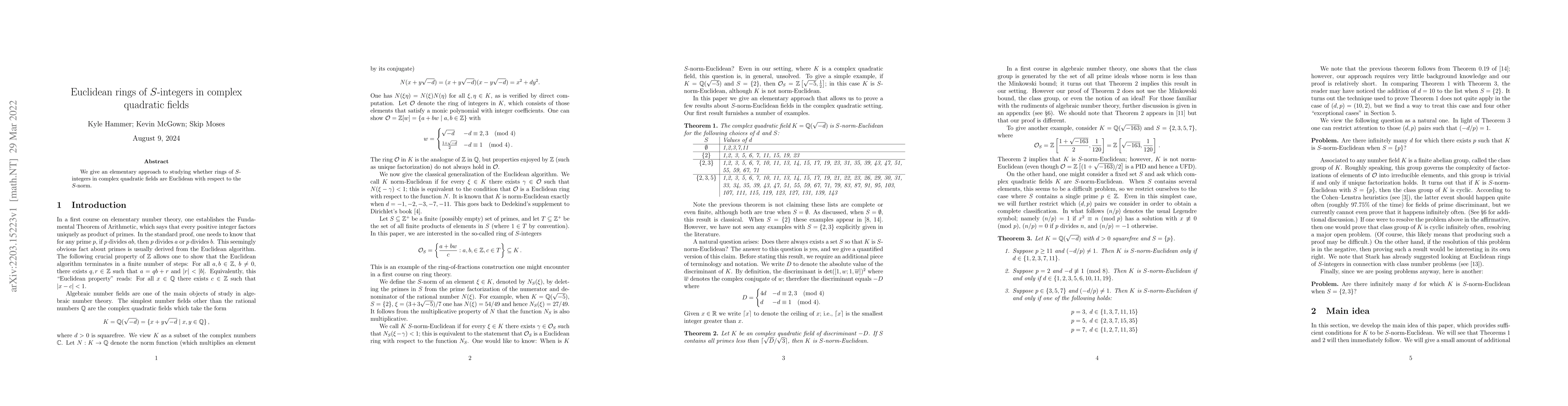Thumbnail for Euclidean rings of $S$-integers in complex quadratic fields