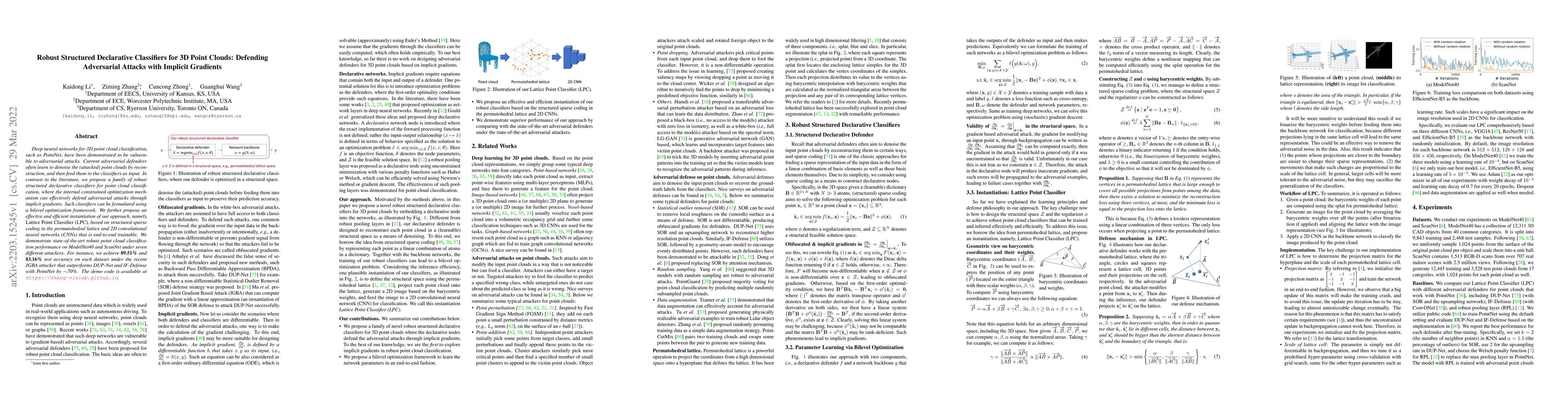 Thumbnail for Robust Structured Declarative Classifiers for 3D Point Clouds: Defending
  Adversarial Attacks with Implicit Gradients