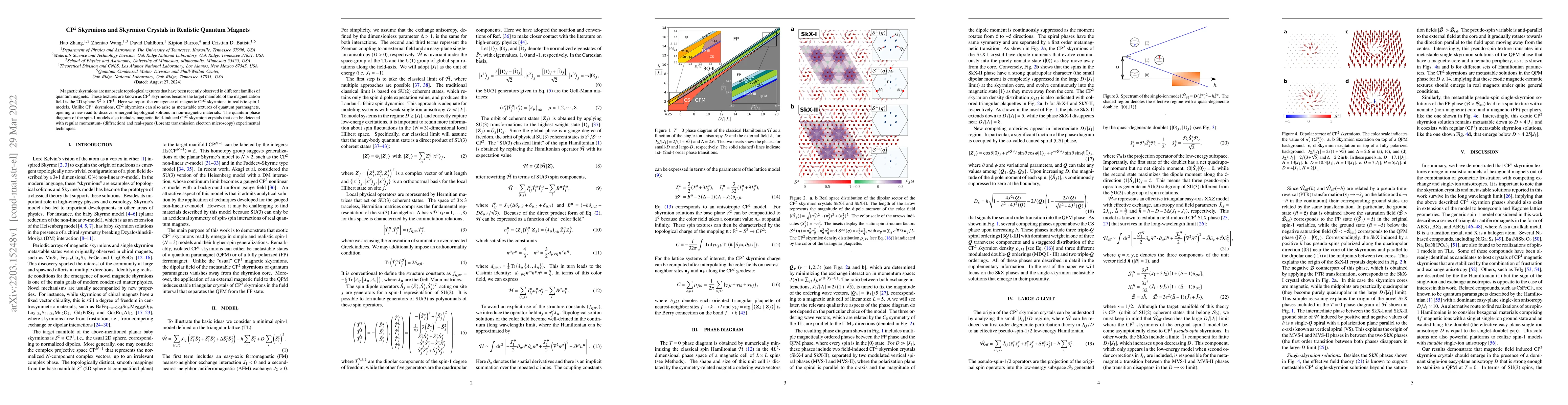 Thumbnail for CP$^2$ Skyrmions and Skyrmion Crystals in Realistic Quantum Magnets