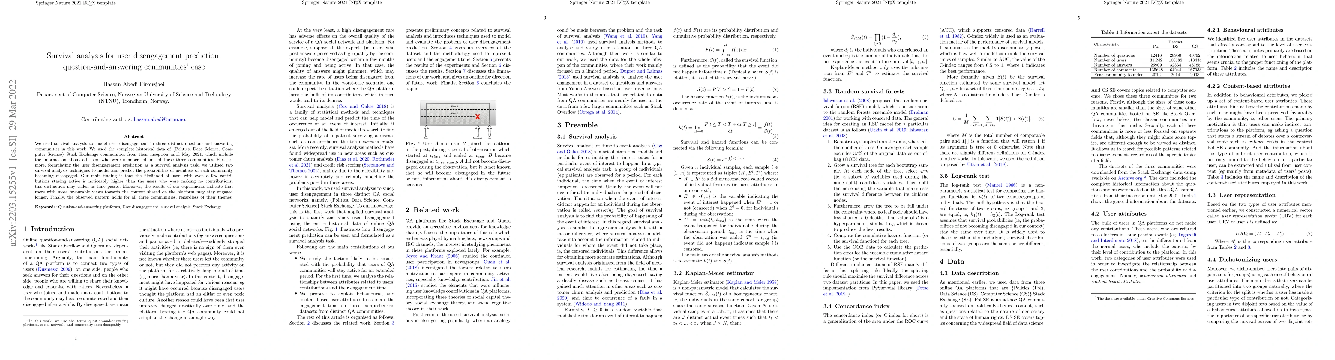 Thumbnail for Survival analysis for user disengagement prediction:
  question-and-answering communities' case
