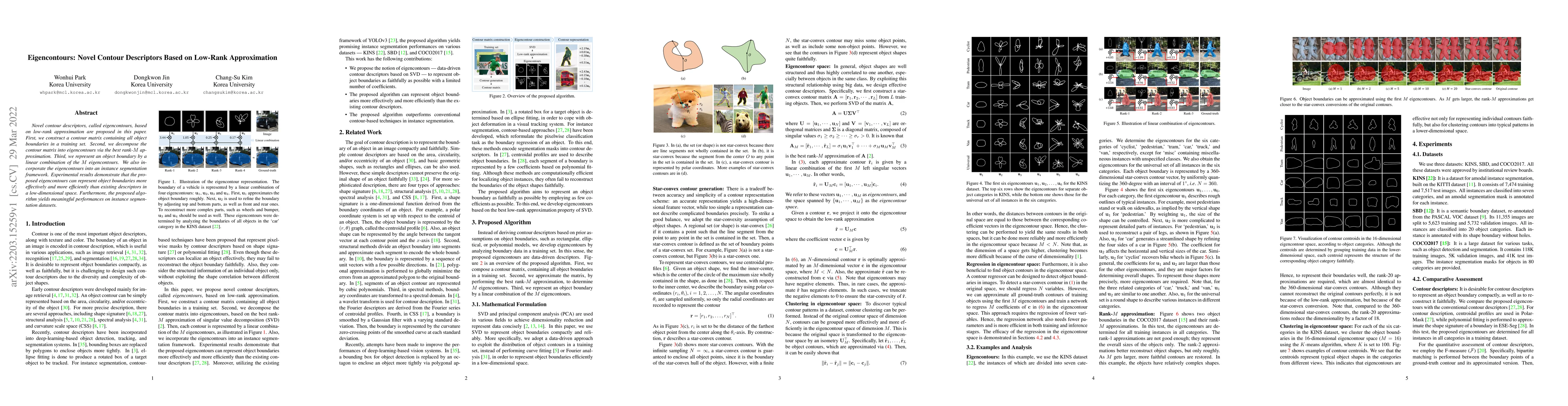 Thumbnail for Eigencontours: Novel Contour Descriptors Based on Low-Rank Approximation