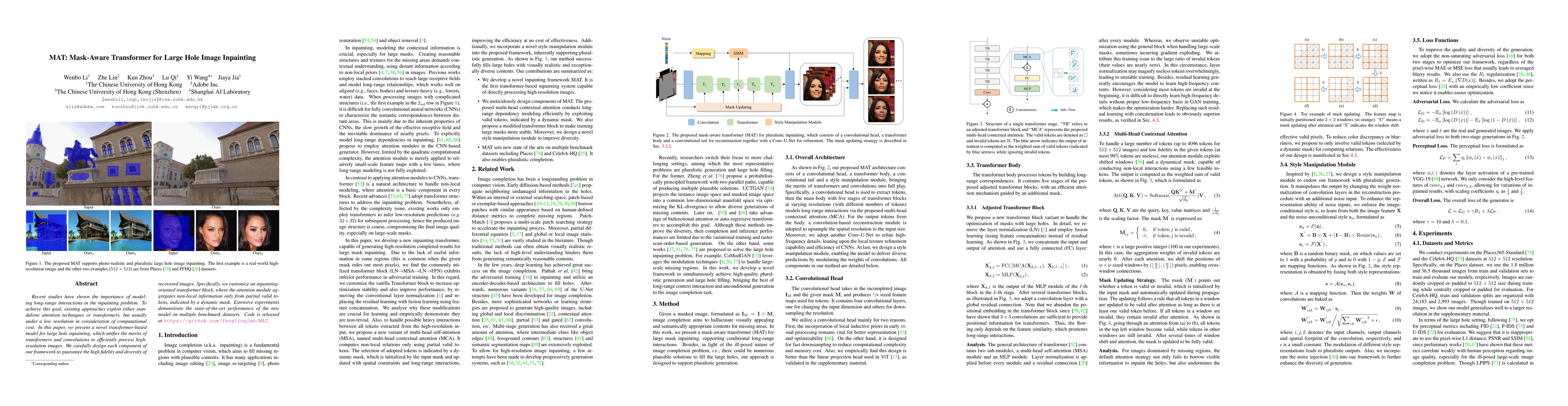 Thumbnail for MAT: Mask-Aware Transformer for Large Hole Image Inpainting