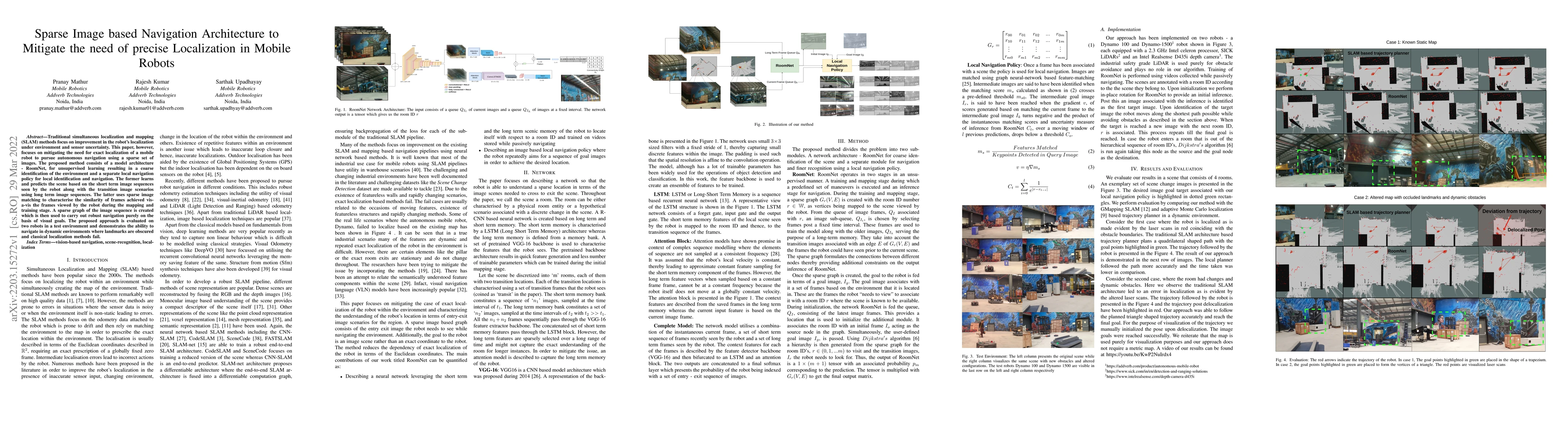 Thumbnail for Sparse Image based Navigation Architecture to Mitigate the need of
  precise Localization in Mobile Robots