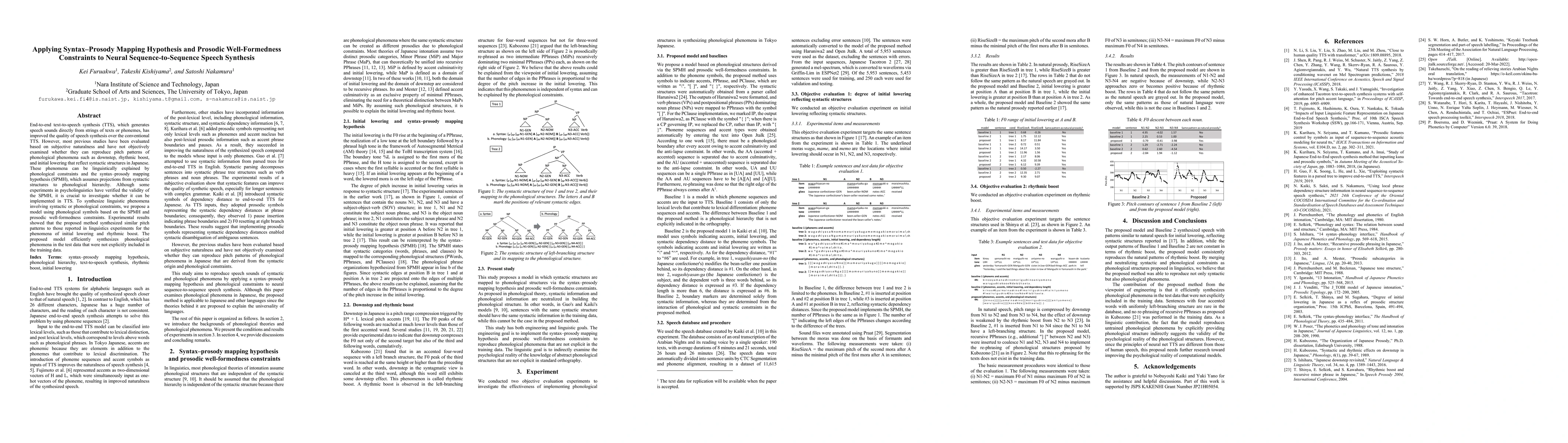 Thumbnail for Applying Syntax$\unicode{x2013}$Prosody Mapping Hypothesis and Prosodic
  Well-Formedness Constraints to Neural Sequence-to-Sequence Speech Synthesis