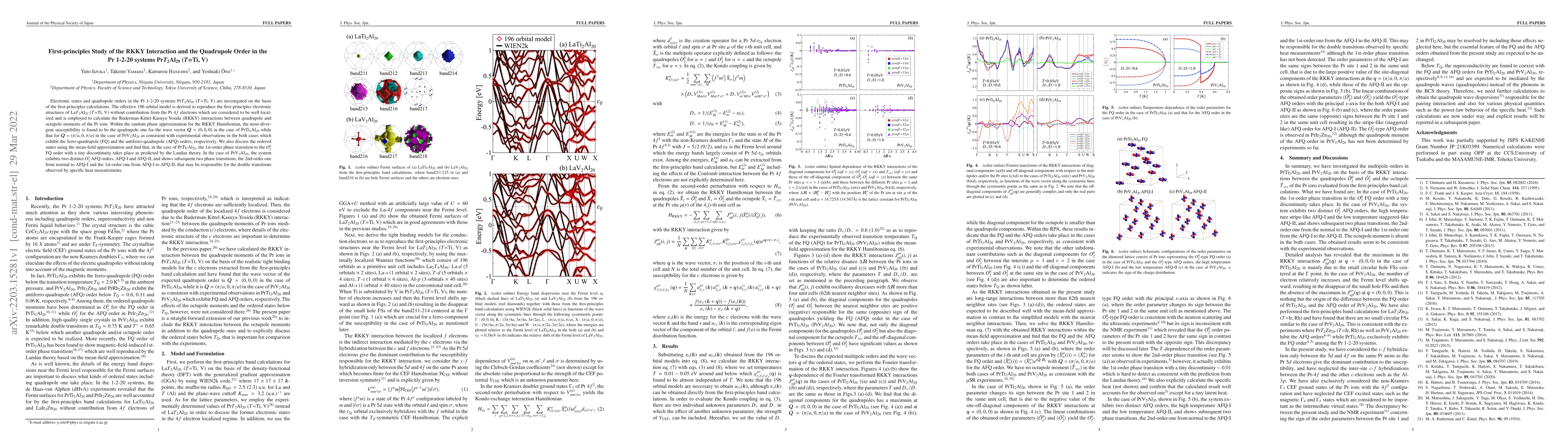 Thumbnail for First-principles Study of the RKKY Interaction and the Quadrupole Order
  in the Pr 1-2-20 systems PrT2Al20 (T=Ti, V)