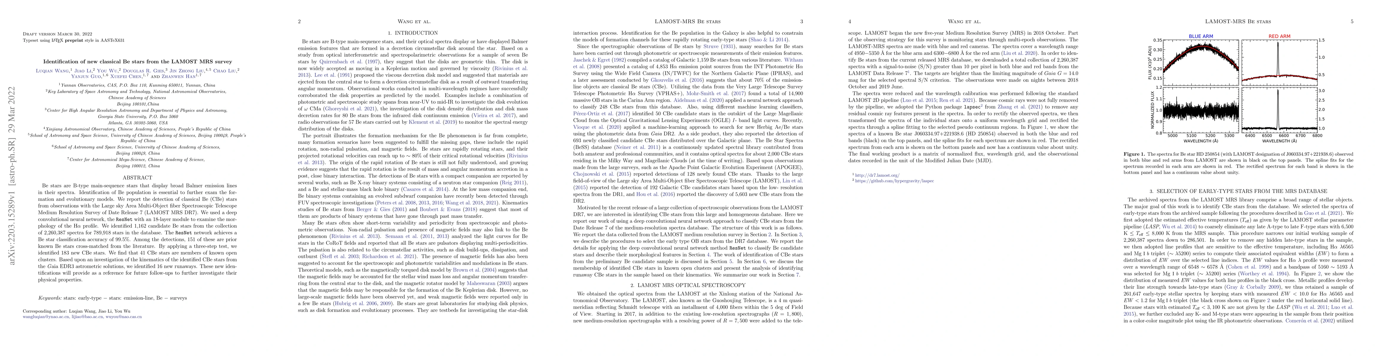 Thumbnail for Identification of new classical Be stars from the LAMOST MRS survey