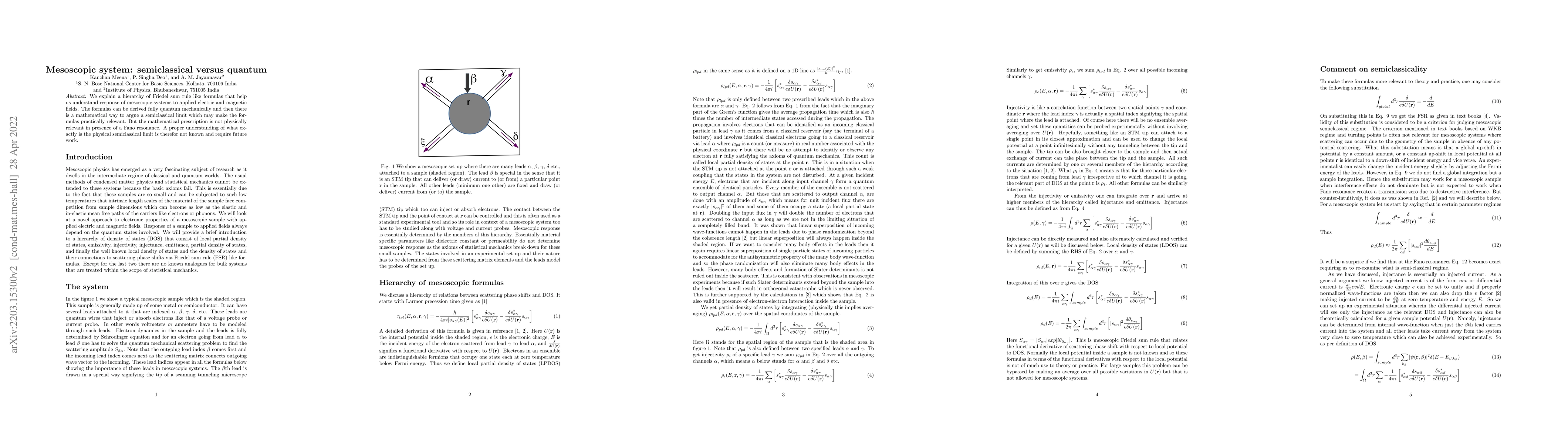 Thumbnail for Mesoscopic System: Semiclassical vs Quantum