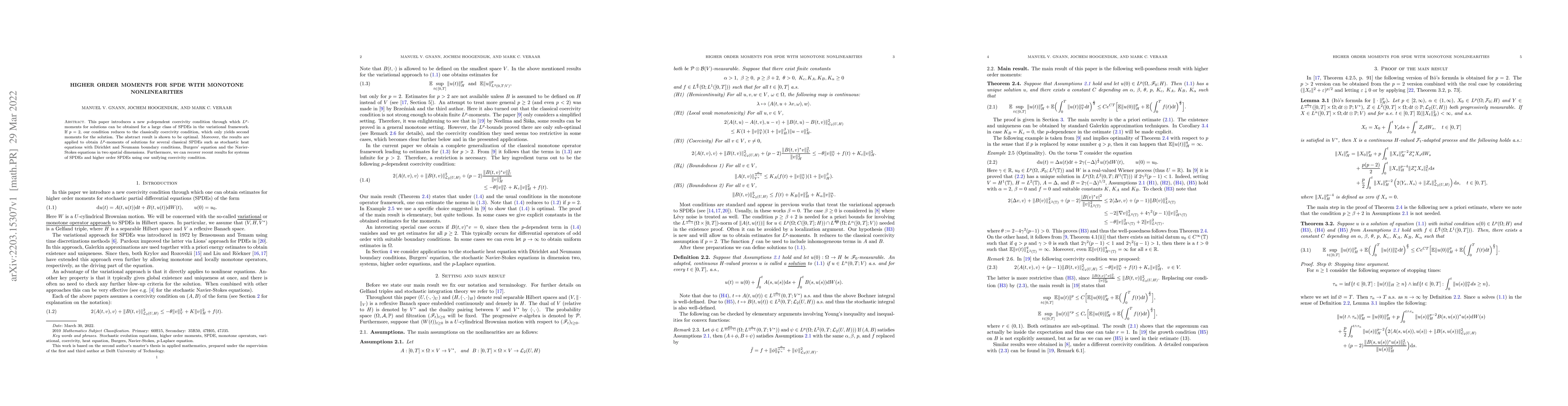 Thumbnail for Higher order moments for SPDE with monotone nonlinearities