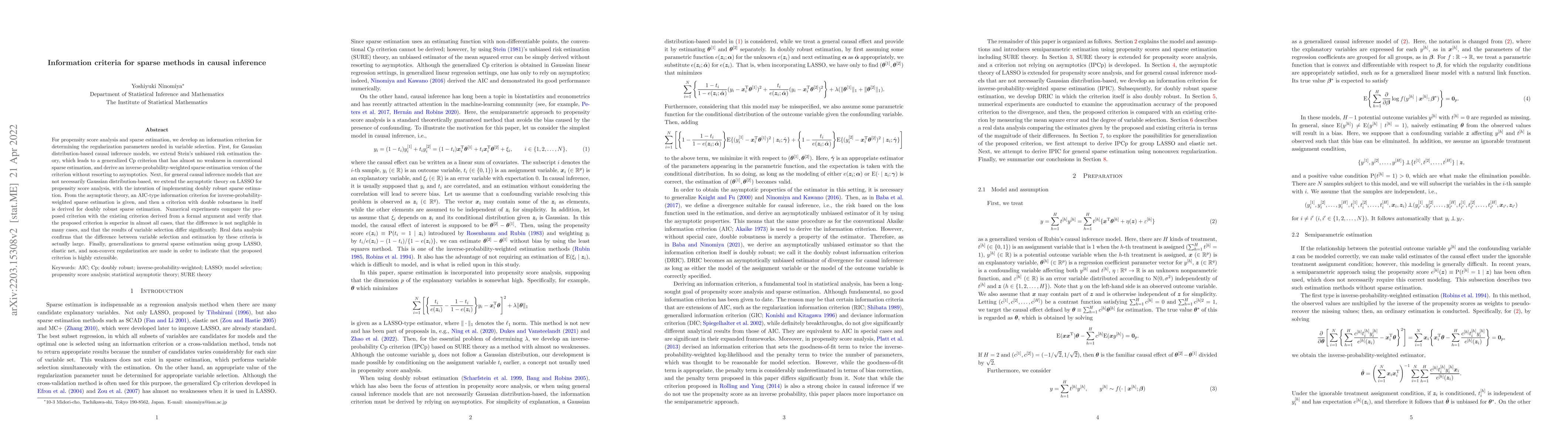 Thumbnail for Information criteria for sparse methods in causal inference