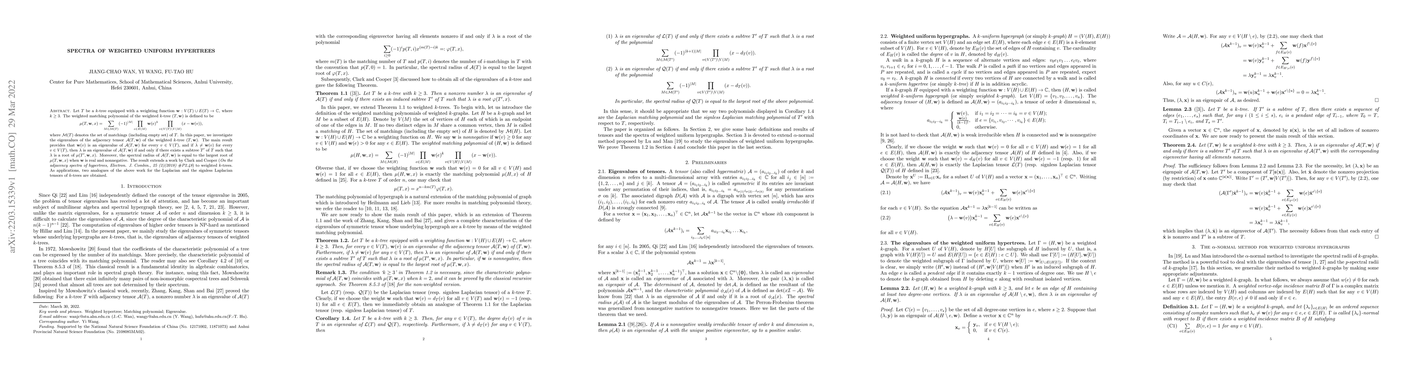 Thumbnail for Spectra of weighted uniform hypertrees