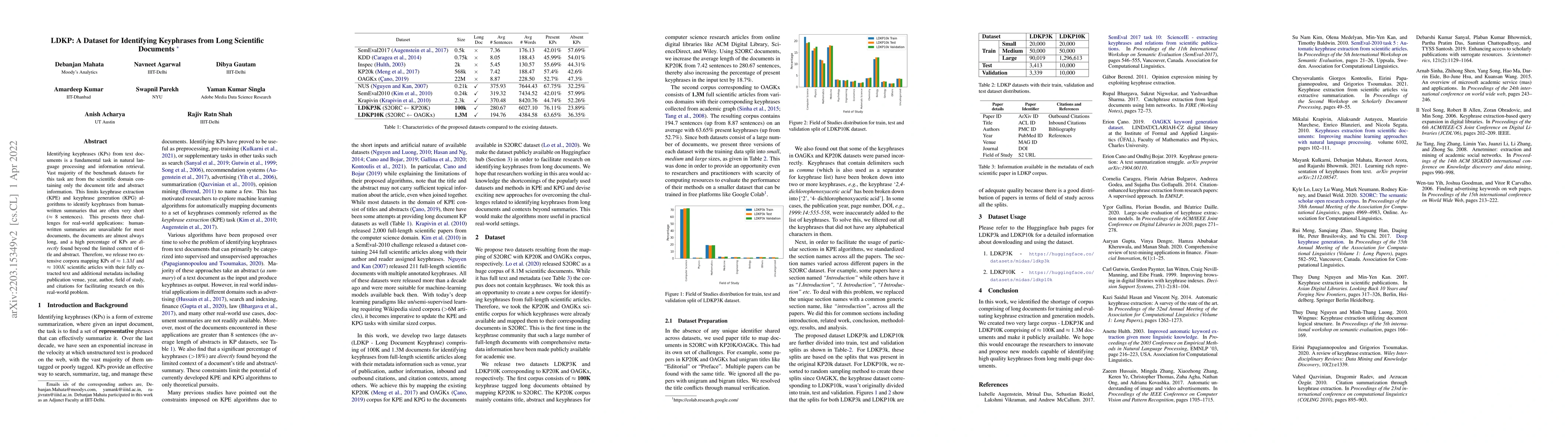 Thumbnail for LDKP: A Dataset for Identifying Keyphrases from Long Scientific
  Documents