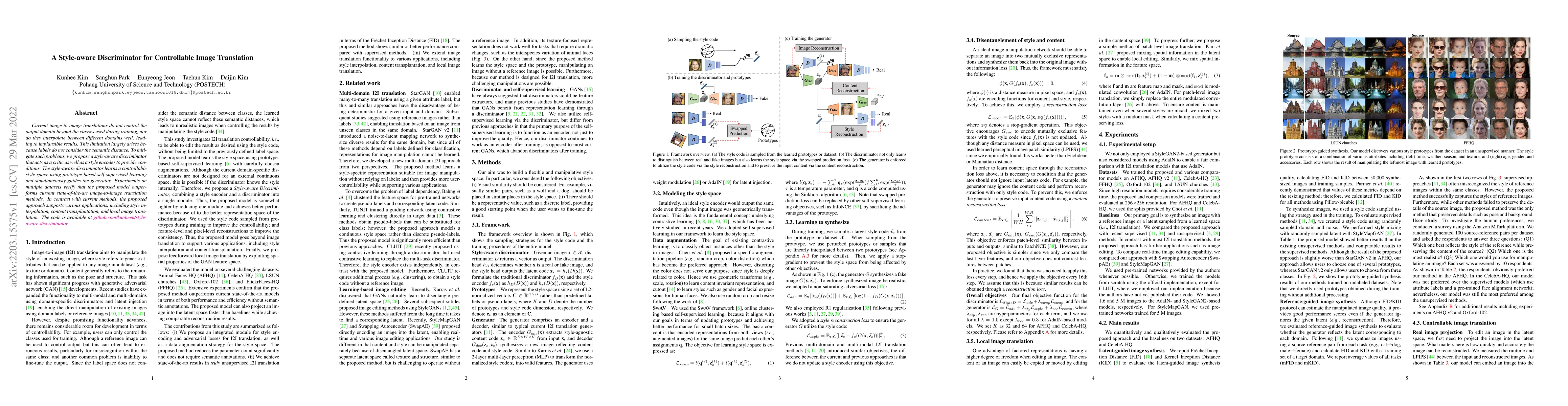 Thumbnail for A Style-aware Discriminator for Controllable Image Translation
