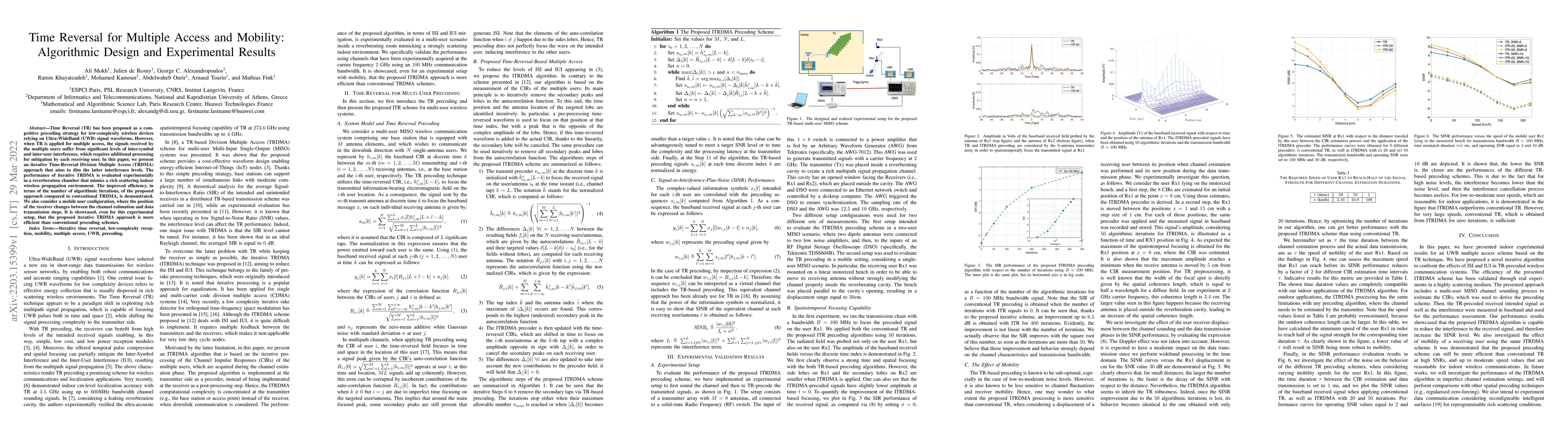 Thumbnail for Time Reversal for Multiple Access and Mobility: Algorithmic Design and
  Experimental Results