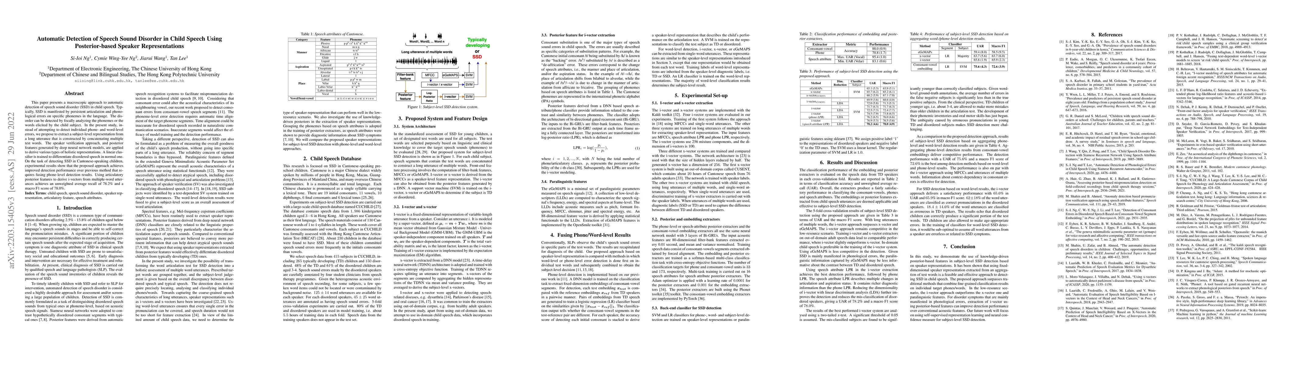 Thumbnail for Automatic Detection of Speech Sound Disorder in Child Speech Using
  Posterior-based Speaker Representations
