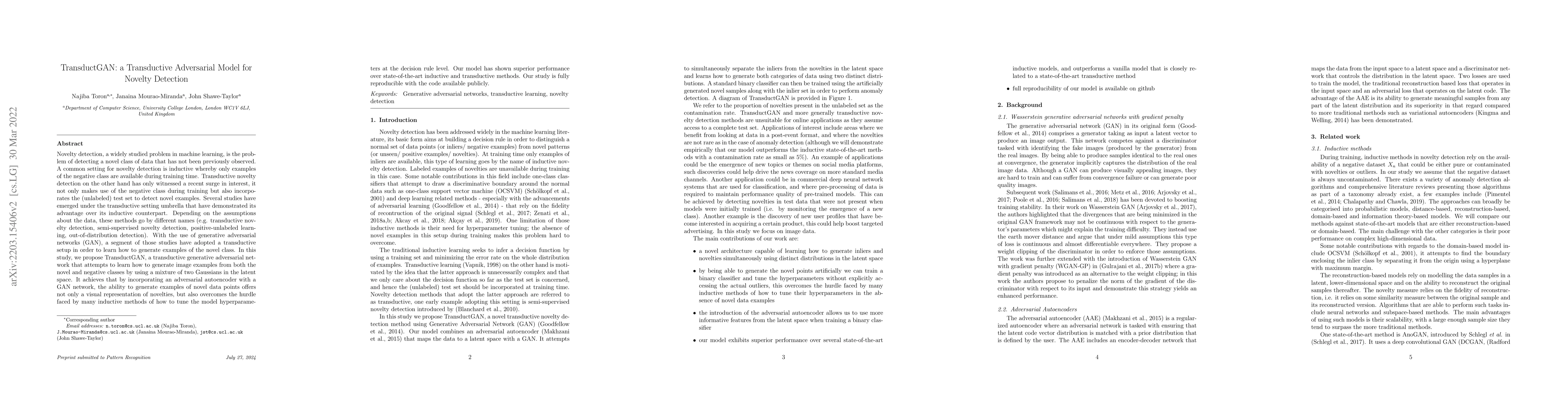 Thumbnail for TransductGAN: a Transductive Adversarial Model for Novelty Detection