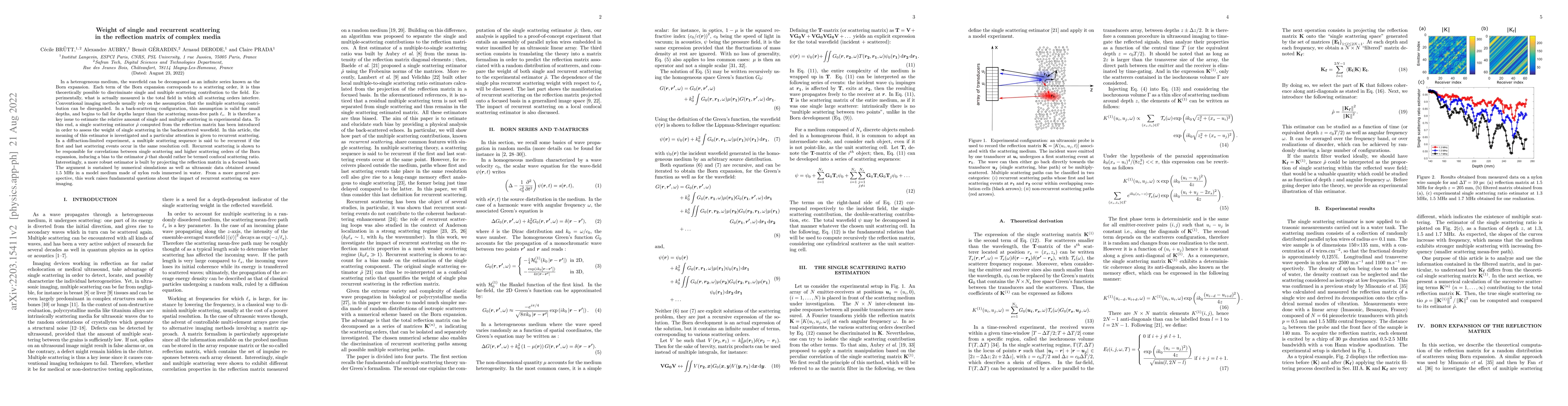Thumbnail for Weight of single and recurrent scattering in the reflection matrix of
  complex media