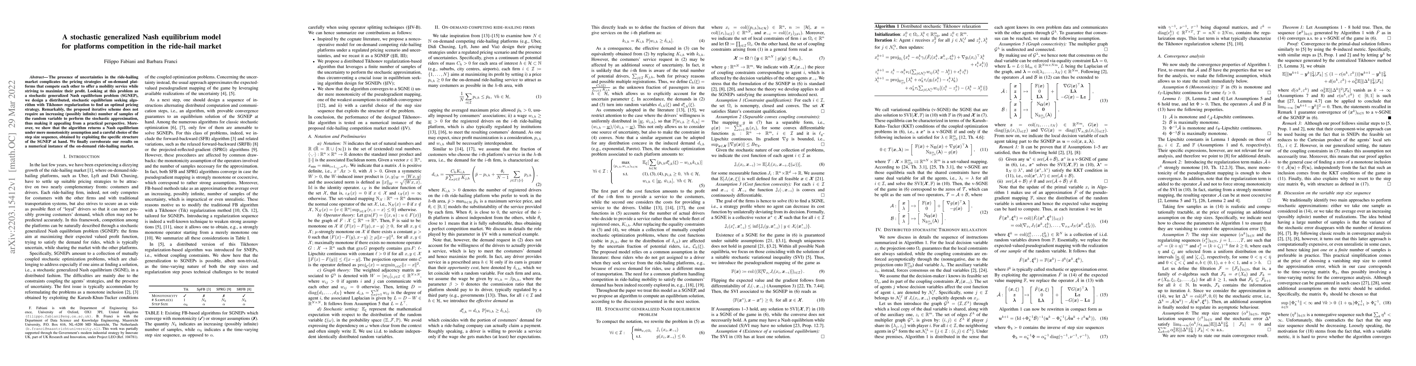 Thumbnail for A stochastic generalized Nash equilibrium model for platforms
  competition in the ride-hail market