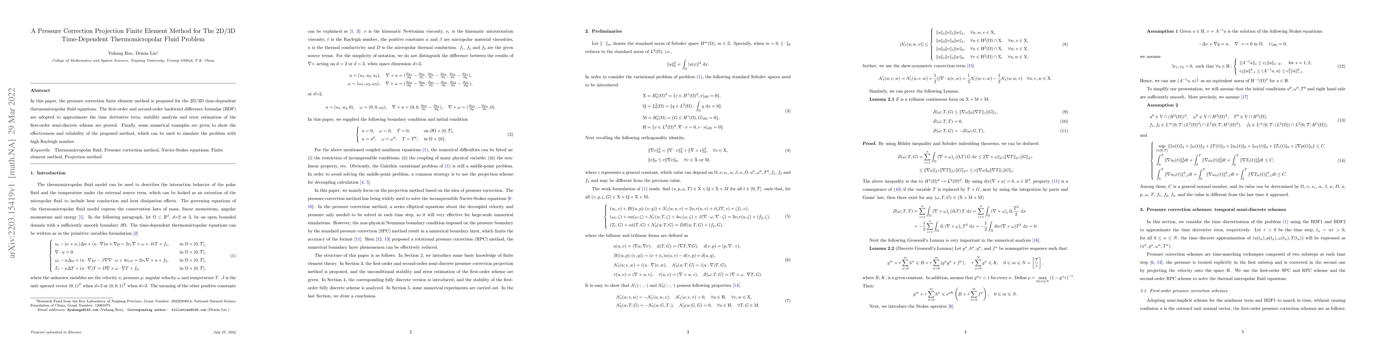 Thumbnail for A Pressure Correction Projection Finite Element Method for The 2D/3D
  Time-Dependent Thermomicropolar Fluid Problem