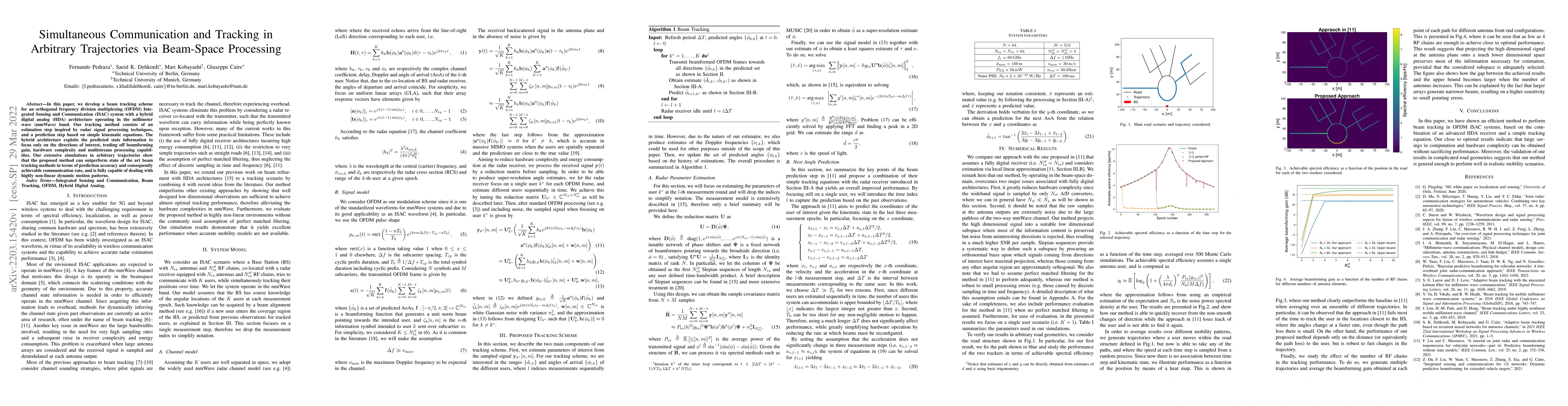 Thumbnail for Simultaneous Communication and Tracking in Arbitrary Trajectories via
  Beam-Space Processing