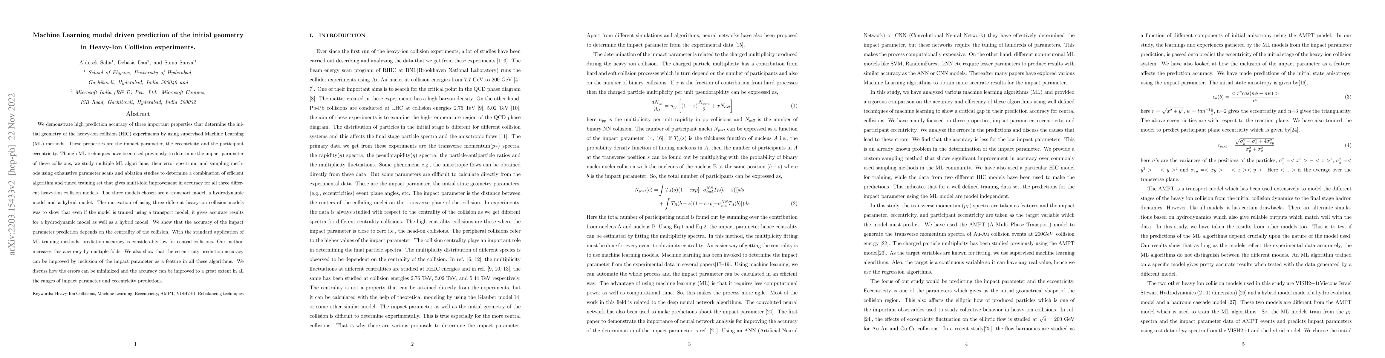 Thumbnail for Machine Learning model driven prediction of the initial geometry in
  Heavy-Ion Collision experiments