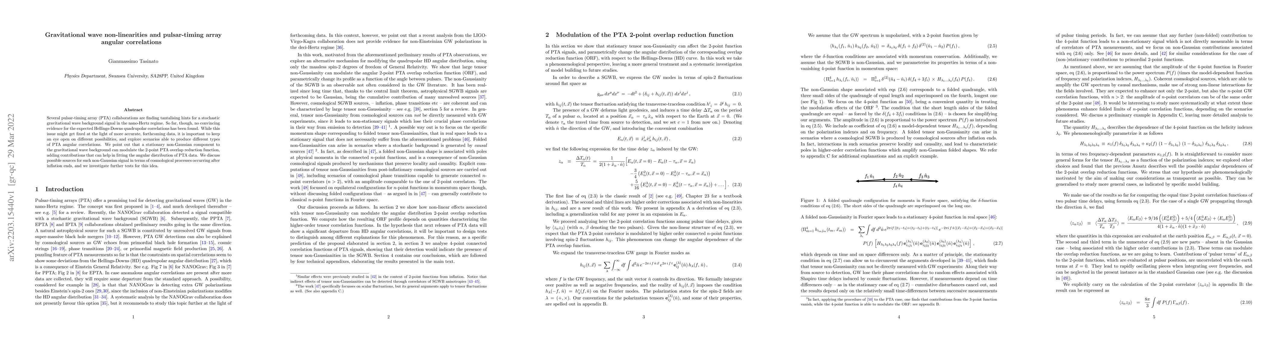 Thumbnail for Gravitational wave non-linearities and pulsar-timing array angular
  correlations