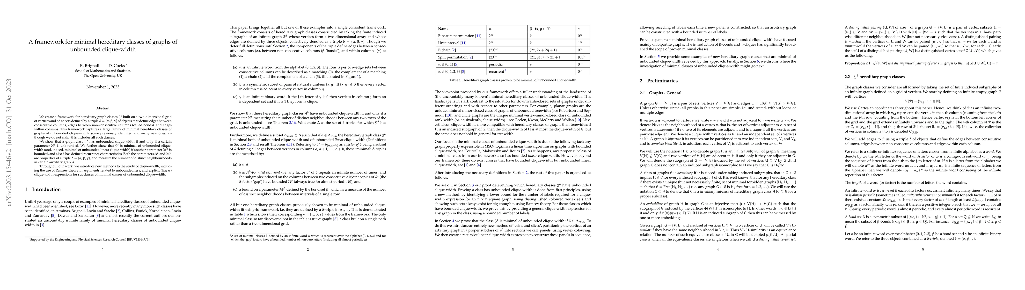 Thumbnail for A framework for minimal hereditary classes of graphs of unbounded
  clique-width