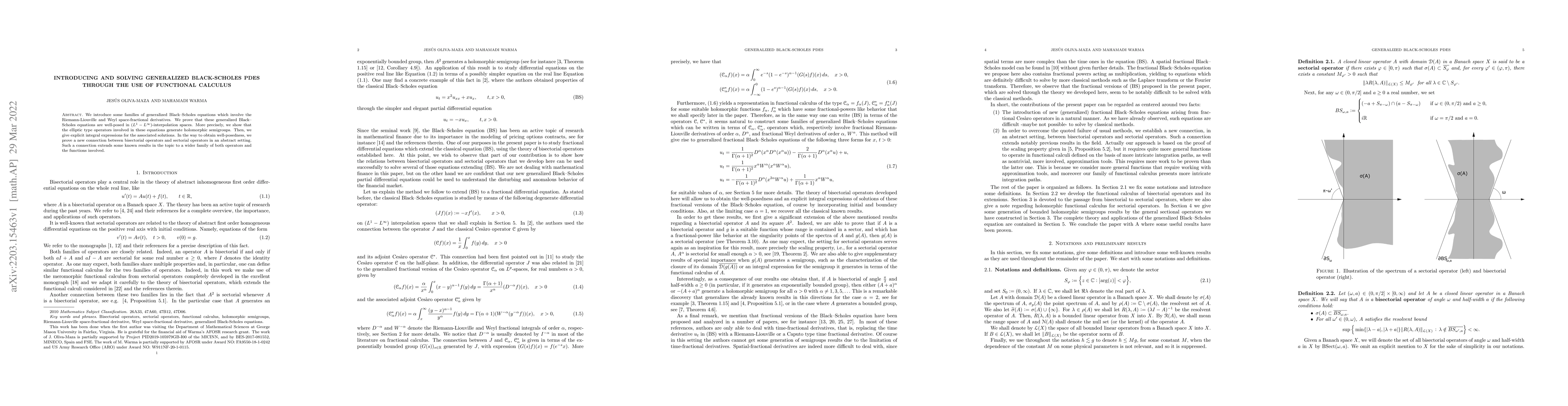Thumbnail for Introducing and solving generalized Black-Scholes PDEs through the use
  of functional calculus