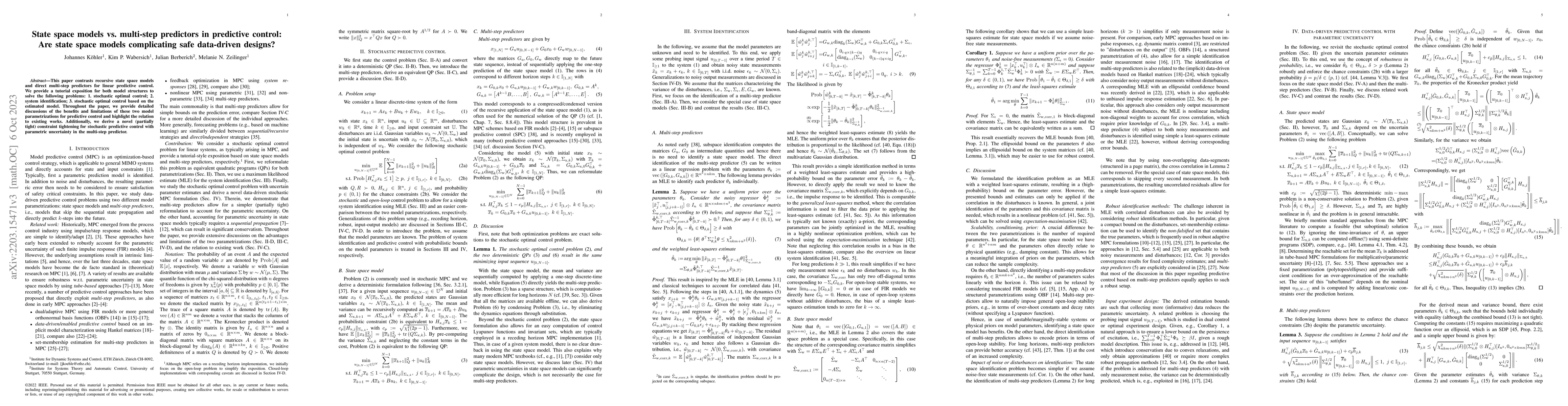 Thumbnail for State space models vs. multi-step predictors in predictive control: Are
  state space models complicating safe data-driven designs?
