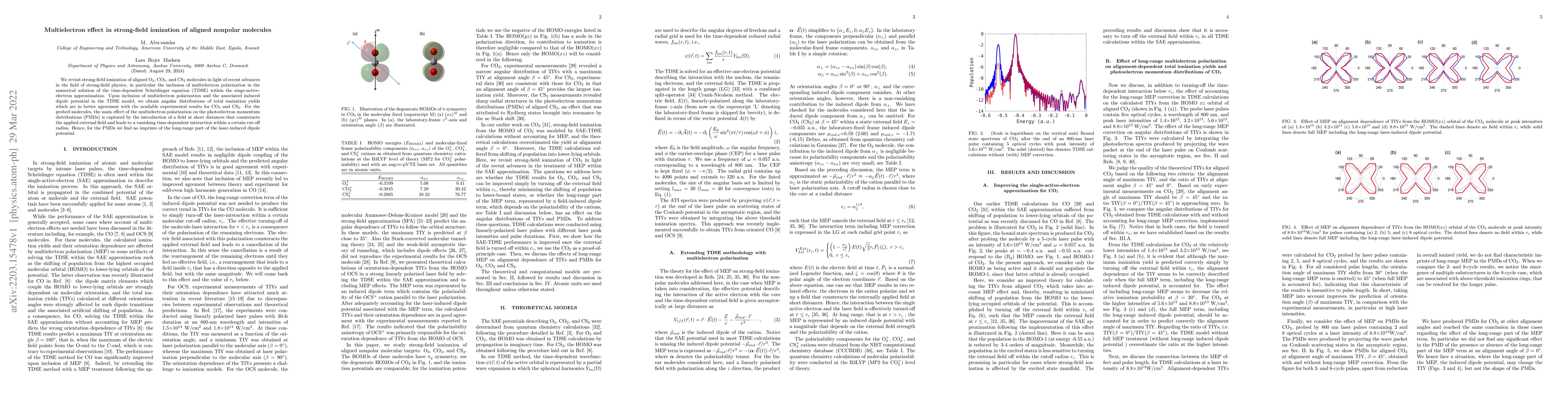 Thumbnail for Multielectron effect in the strong-field ionization of aligned nonpolar
  molecules