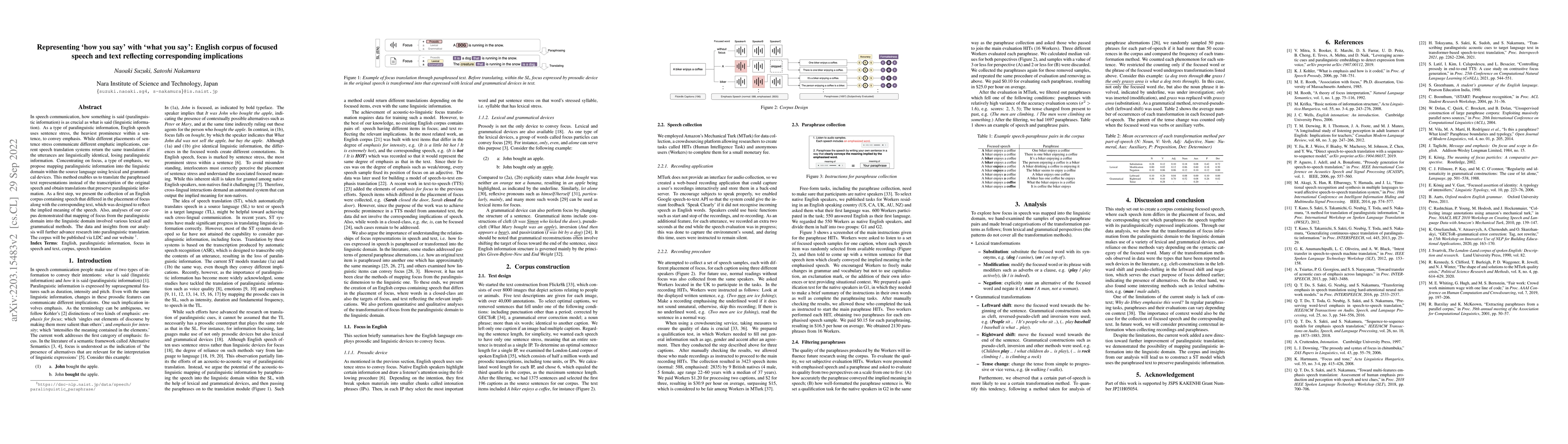 Thumbnail for Representing 'how you say' with 'what you say': English corpus of
  focused speech and text reflecting corresponding implications