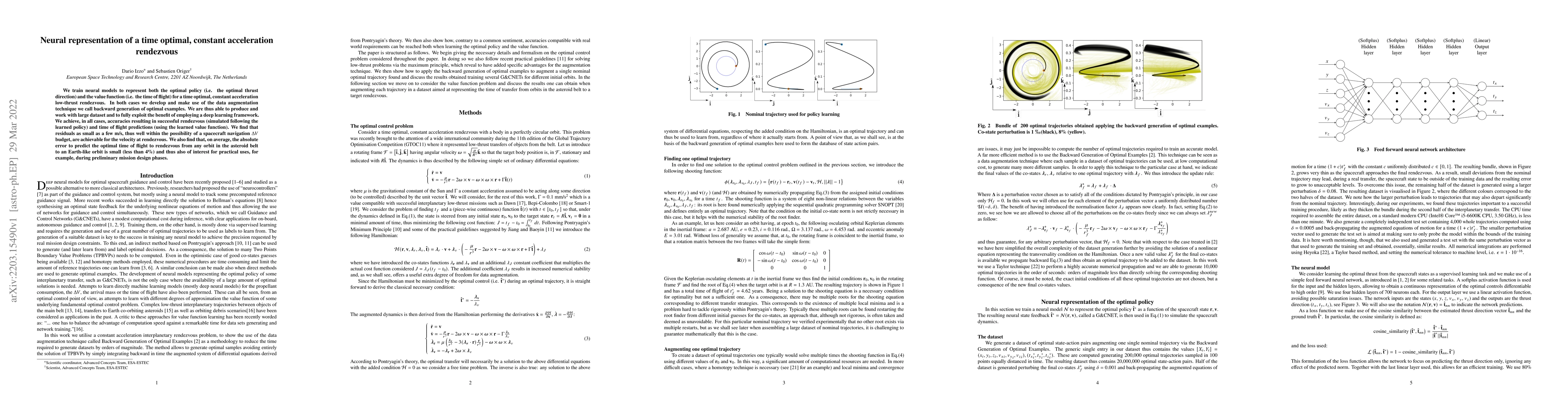 Thumbnail for Neural representation of a time optimal, constant acceleration
  rendezvous