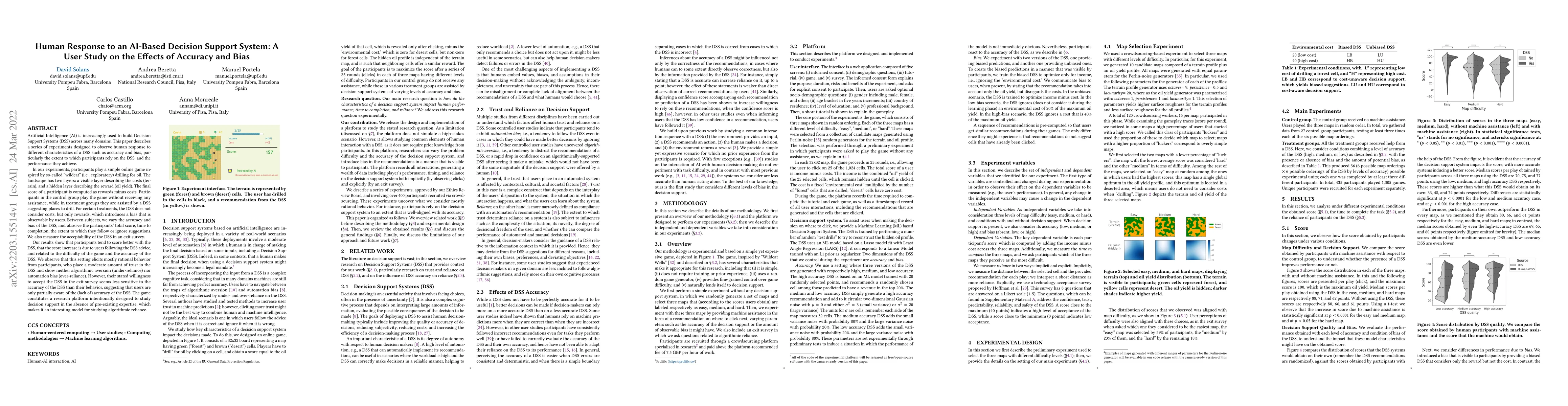 Thumbnail for Human Response to an AI-Based Decision Support System: A User Study on
  the Effects of Accuracy and Bias